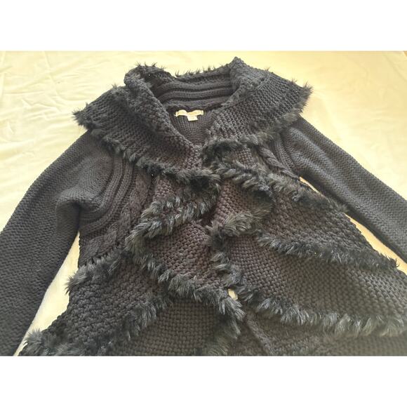 Boston Proper Black Thick Knit Open Front Jacket Size Large - Picture 3 of 4